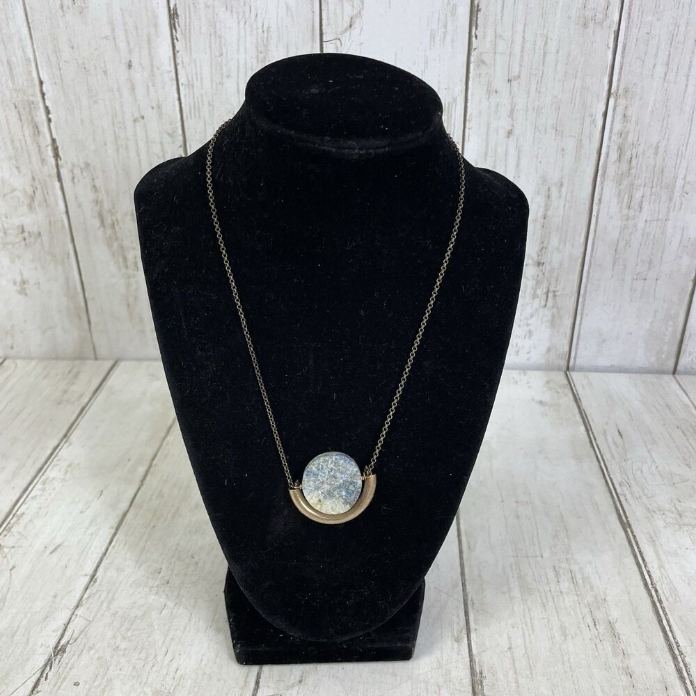 Larissa Loden Celestial Sun Moon Brass Lapis Stone Necklace Statement - Picture 2 of 8